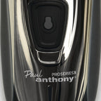 Paul Anthony Mens Rotary Shaver Cordless Rechargeable 3 Titanium Heads LED New — control macro, the power button and wordmark