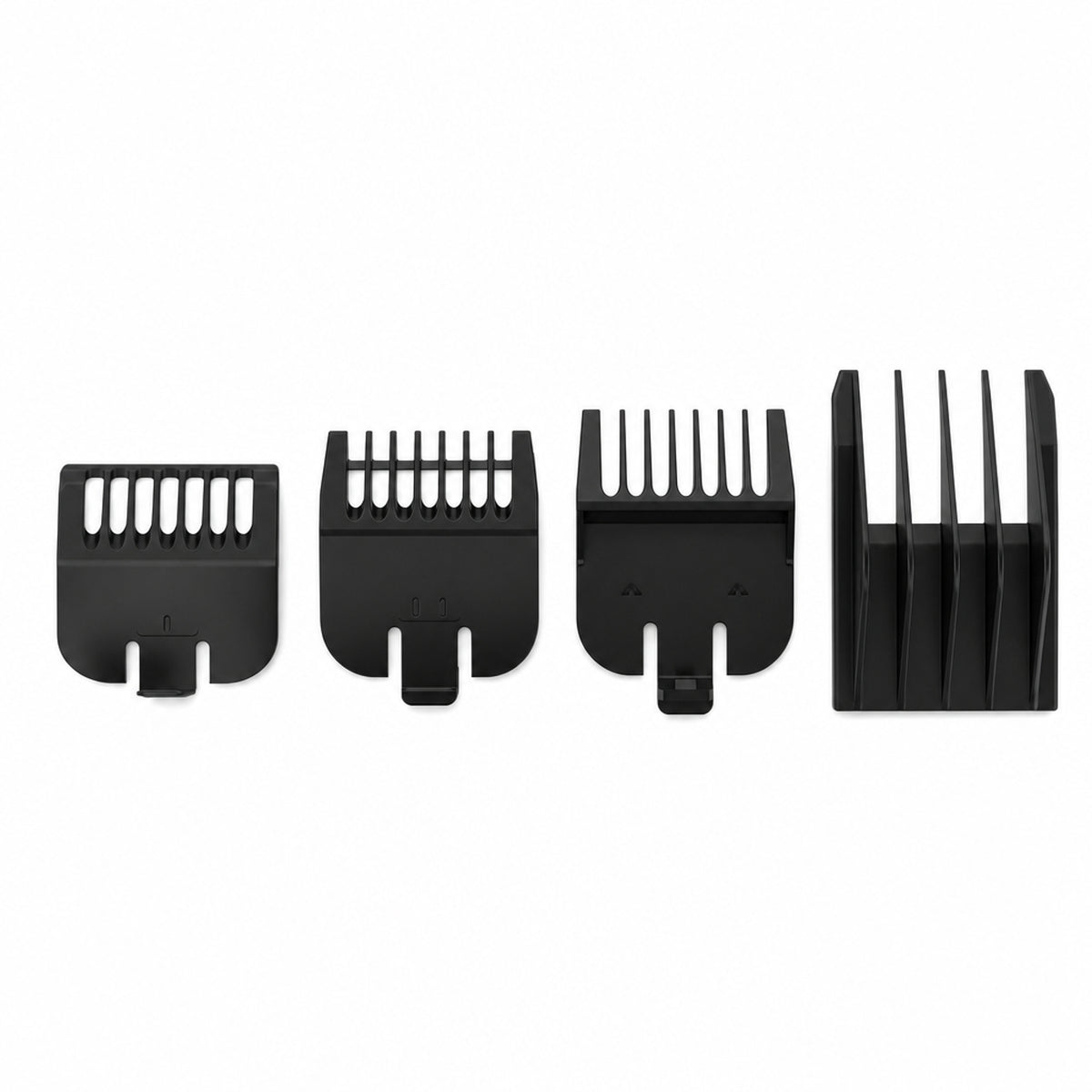 Wahl GroomEase Beard Trimmer Rechargeable 8 Lengths 0.5-12mm 9685-517 New — the four guide combs as a cutting-length ladder