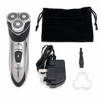 Mens Rotary Shaver Cordless Rechargeable Silver 3 Titanium Heads Trimmer New — everything included in the box