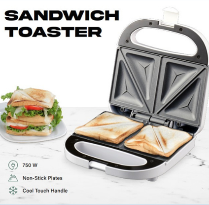 Domestic King 2 Slice White Sandwich Maker 750W- DK180100, product photo 1