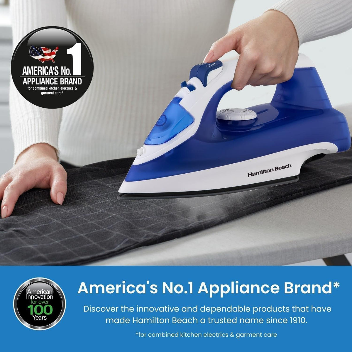 Hamilton Beach SteamMax 2200W Blue & White Steam Iron, product photo 2