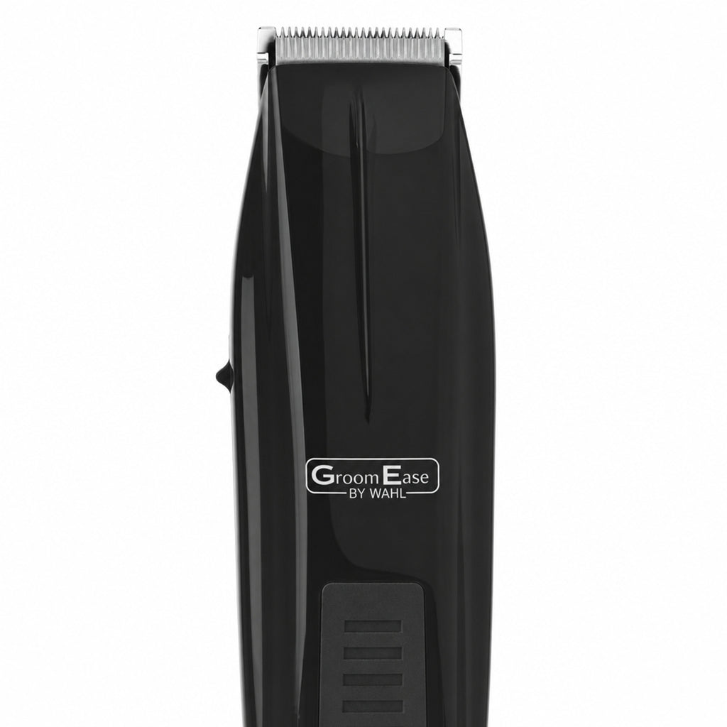 Wahl GroomEase Battery Performer Beard Trimmer Stubble Kit 5537-6217 New — macro, the cutting blade and the GroomEase by Wahl wordmark