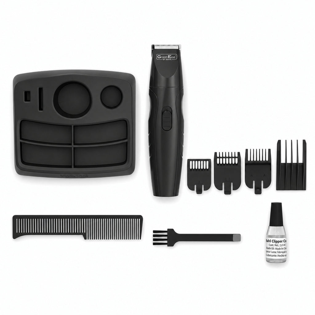 Wahl GroomEase Beard Trimmer Rechargeable 8 Lengths 0.5-12mm 9685-517 New — what is in the box, all nine pieces