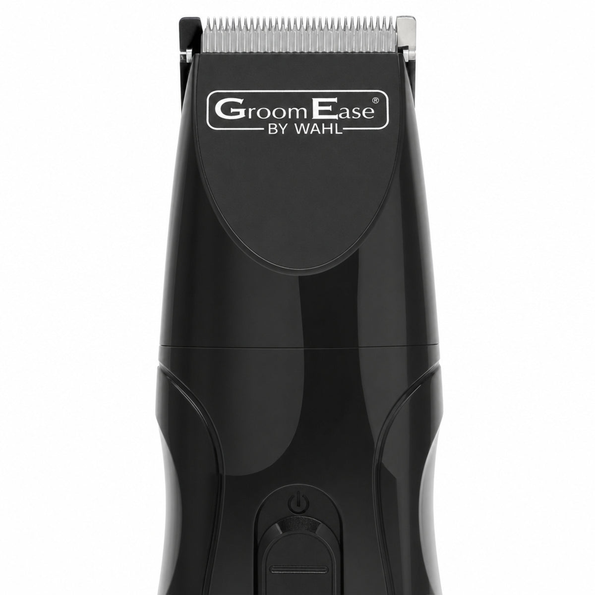 Wahl GroomEase Beard Trimmer Rechargeable 8 Lengths 0.5-12mm 9685-517 New — macro of the head, the blade and the wordmark