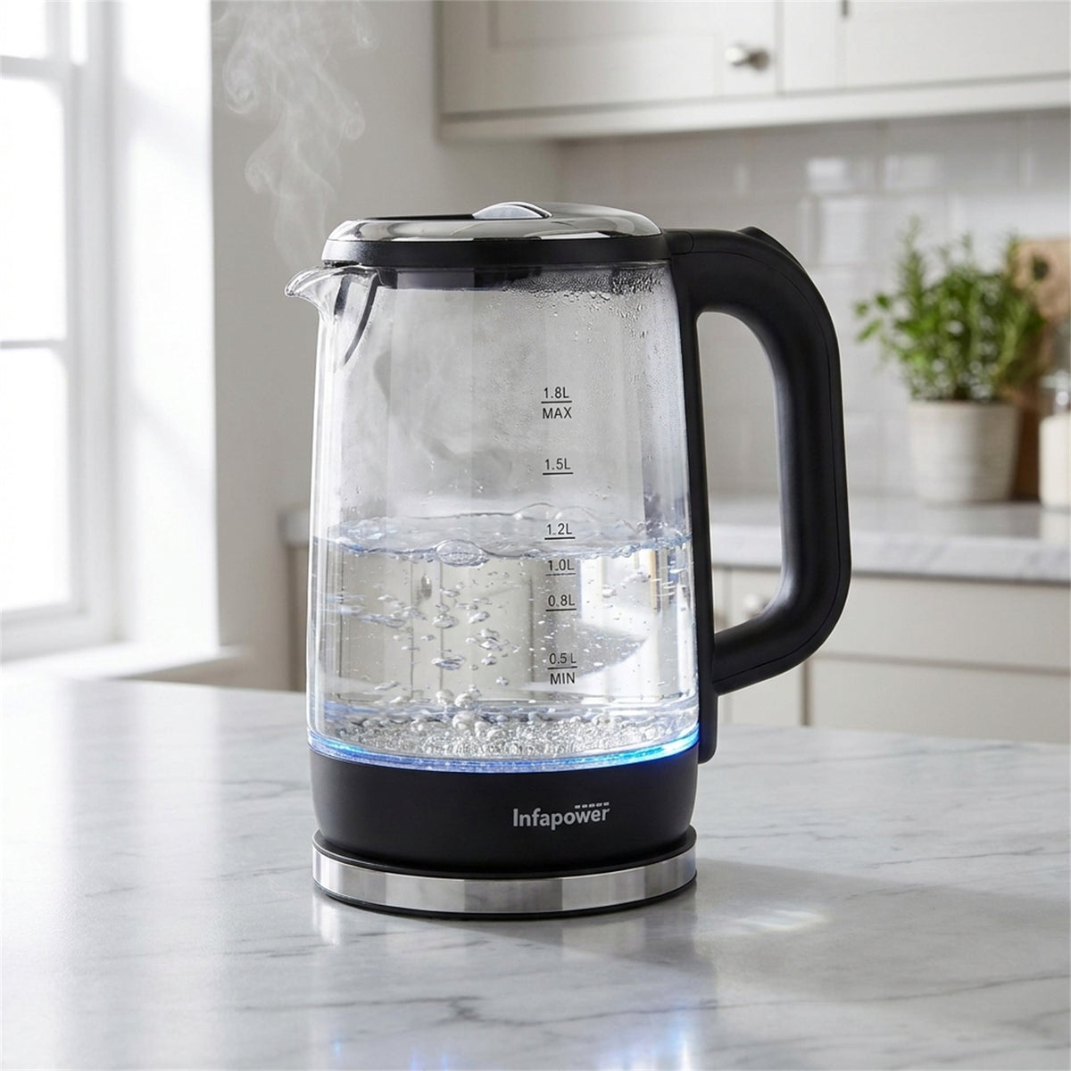 Infapower Glass 1800w 1.7L 360° Cordless Kettle- X507, product photo 7