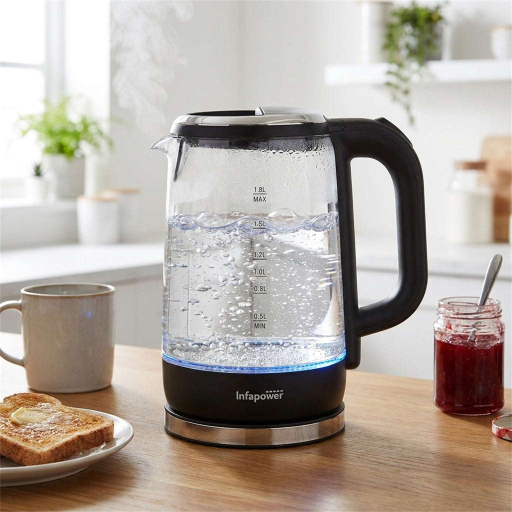 Infapower Glass 1800w 1.7L 360° Cordless Kettle- X507, product photo 9