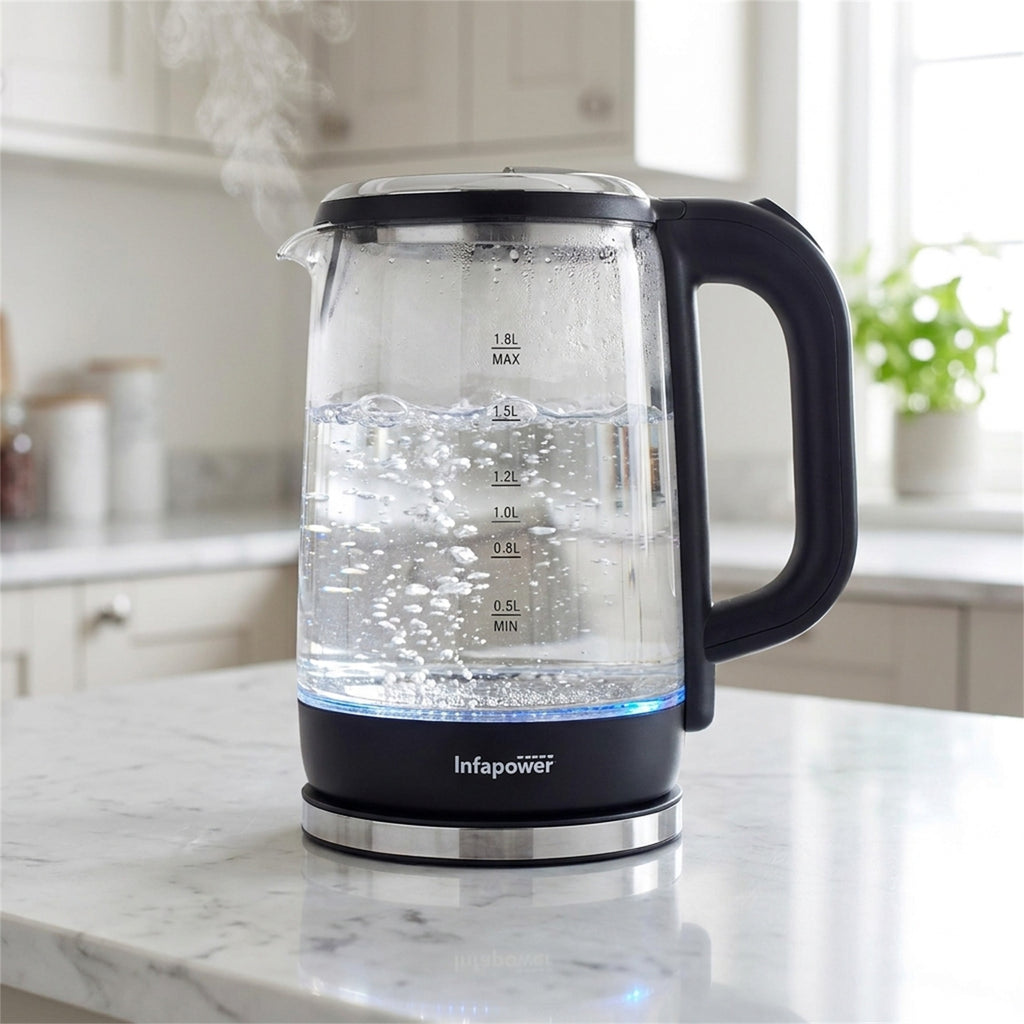 Infapower Glass 1800w 1.7L 360° Cordless Kettle- X507, product photo 11