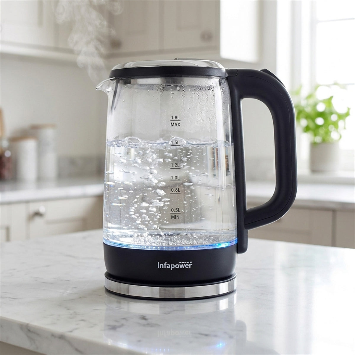 Infapower Glass 1800w 1.7L 360° Cordless Kettle- X507, product photo 11