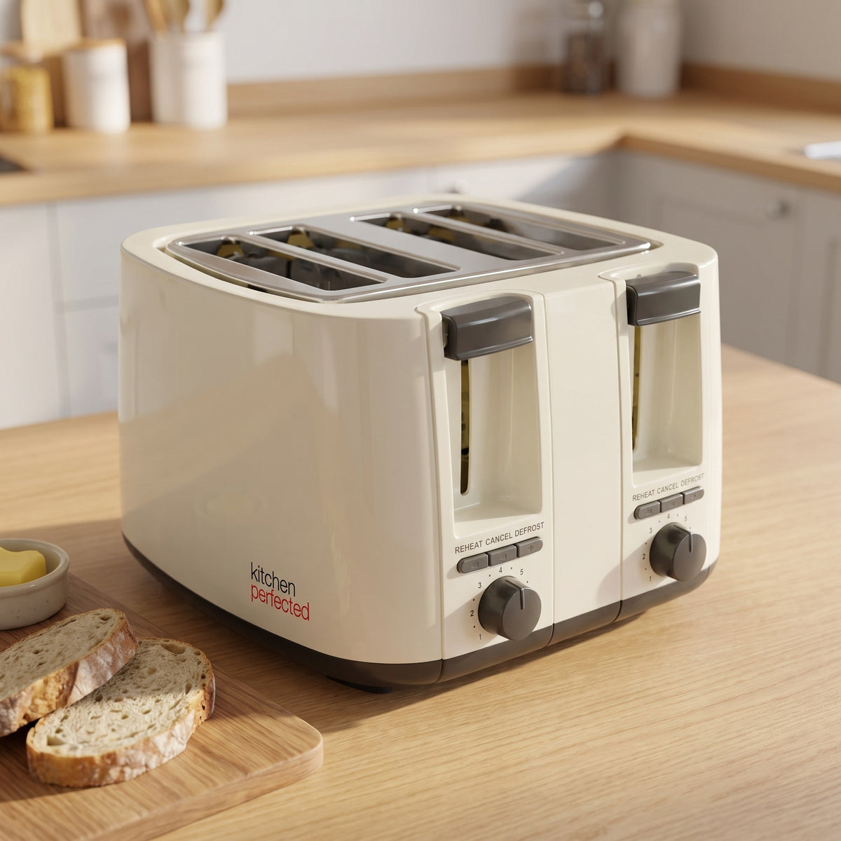 KitchenPerfected 4-slice extra-wide toaster, cream, photo 8