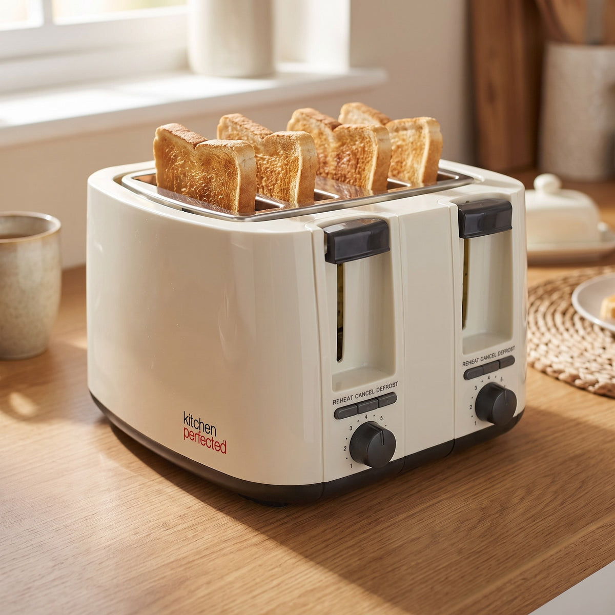 KitchenPerfected 4-slice extra-wide toaster, cream, photo 9