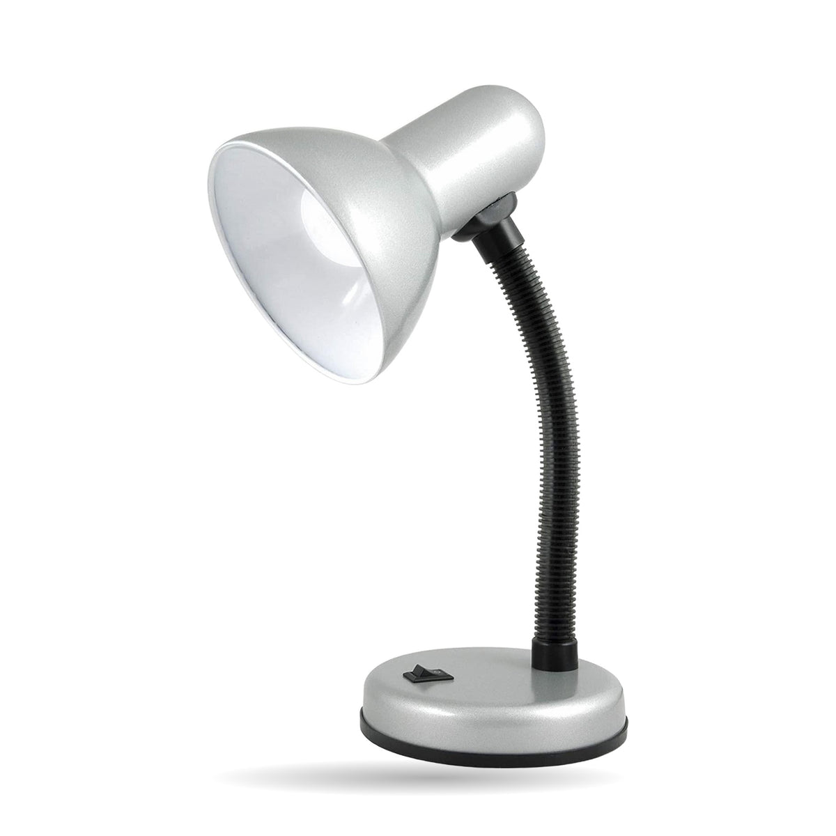 Lloytron 35W Classic Flexi desk lamp, silver, on a white background