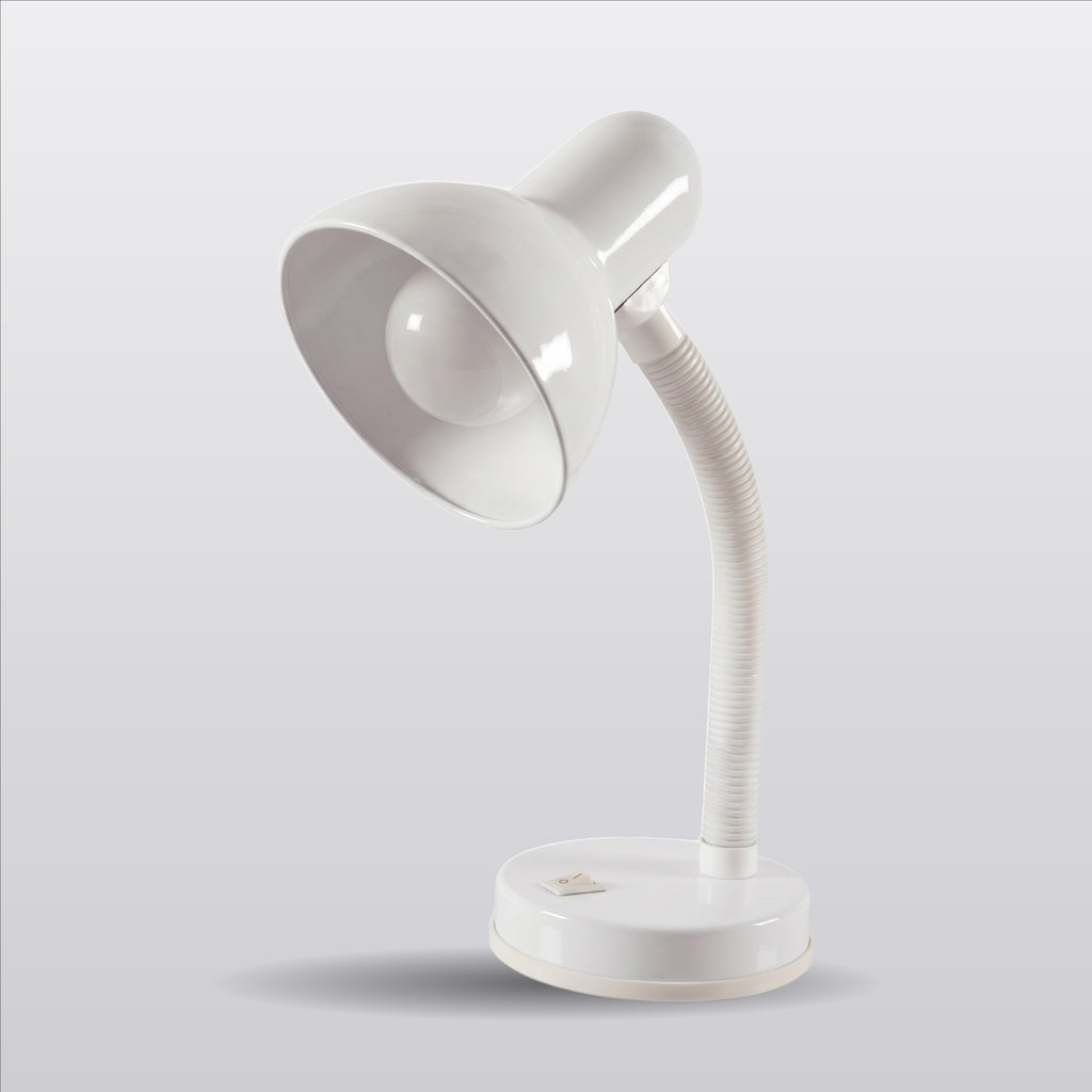 Lloytron 35W Classic Flexi desk lamp, white, angled view on a white background