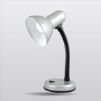 Lloytron 35W Classic Flexi desk lamp, silver, angled view on a white background