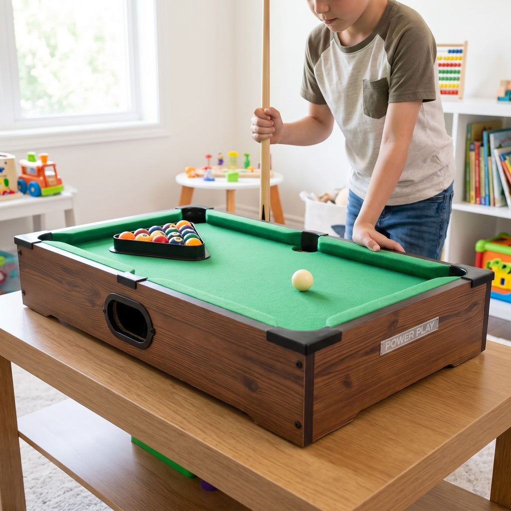 Power Play Kids Pool Billiard Snooker Indoor Table Top Game - 20", product photo 8